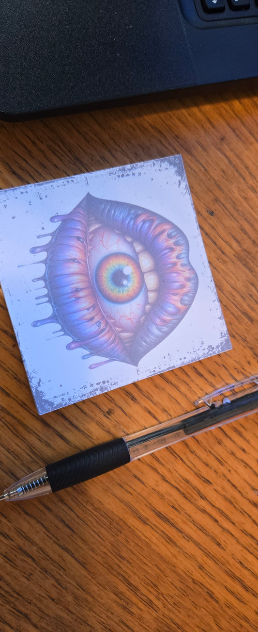 Surreal Eye Lips Sticky Note Pad – Trippy, Edgy Stationery