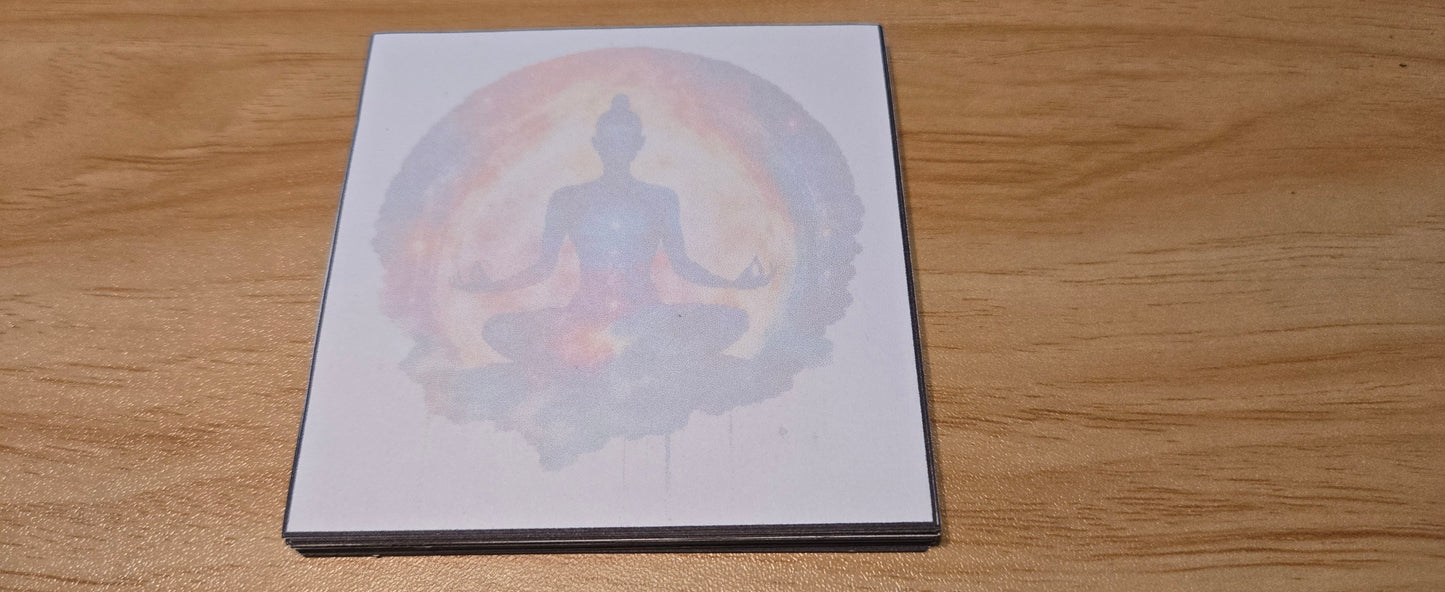 Meditation Sticky Note Pad – Mindful Yoga Silhouette Notepad (3.3” / 50 Sheets)