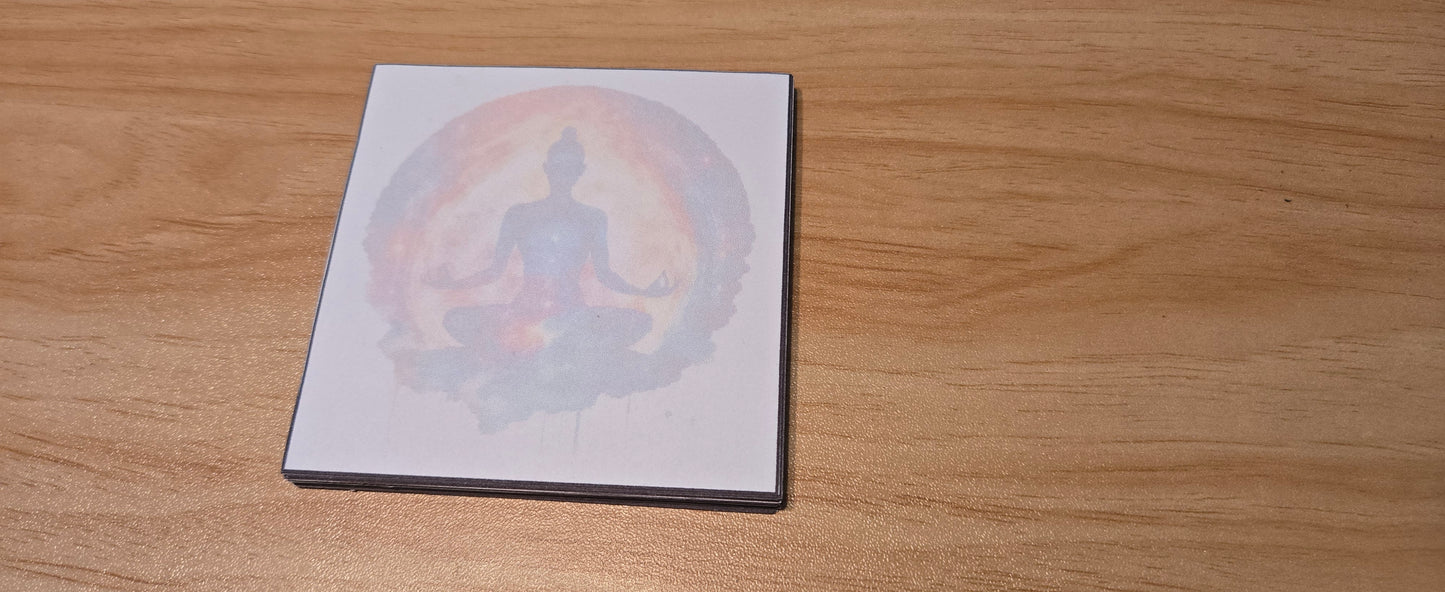 Meditation Sticky Note Pad – Mindful Yoga Silhouette Notepad (3.3” / 50 Sheets)