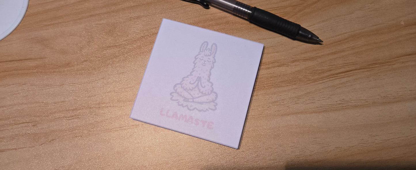 Llamaste Sticky Note Pad – Cute Mindful Llama Notepad (3.3” / 50 Sheets)