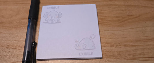 Cute Elephant Sticky Note Pad – Inhale Exhale Mindfulness Notepad