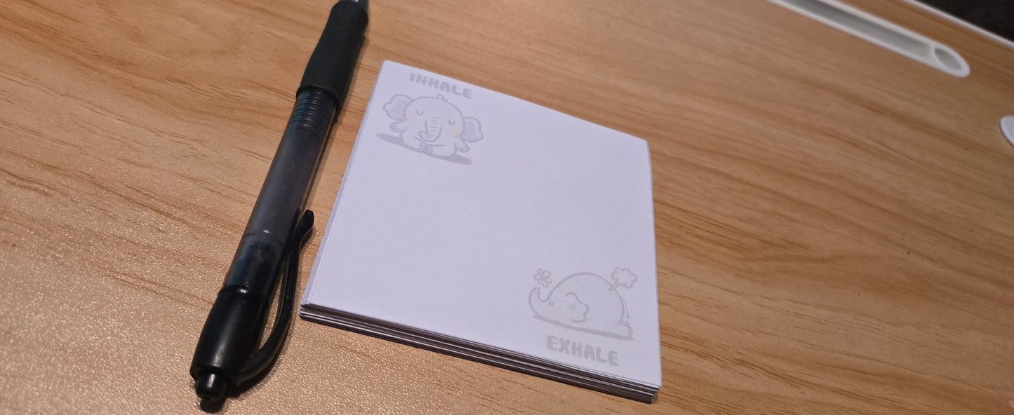 Cute Elephant Sticky Note Pad – Inhale Exhale Mindfulness Notepad
