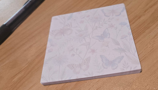 Handmade Butterfly Sticky Notes – 3.3” Floral Pastel Notepad for Journaling, Office, or Gift