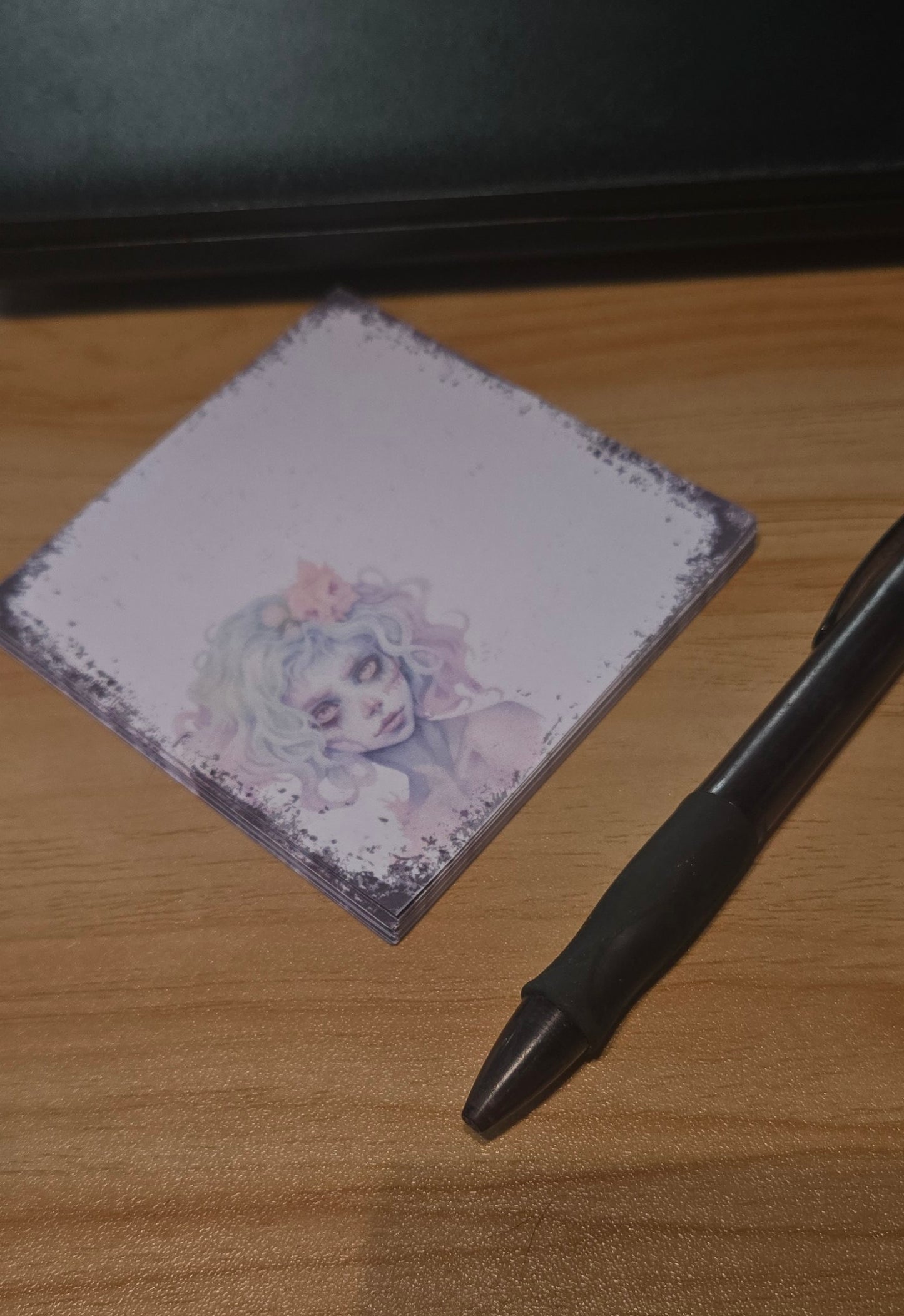 Handmade Pastel Gothic Girl Sticky Notes – 3.3” Alternative Notepad for Artists, Journals & Stationery Lovers