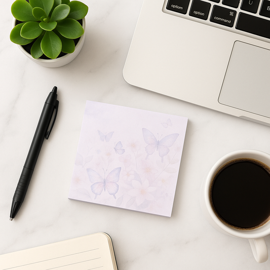 Handmade Butterfly Floral Sticky Notes – Aesthetic Pastel Notepad for Journaling, Planning & Office