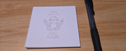 Sloth Meditation Sticky Note Pad – Funny Mindful Notepad (3.3” / 50 Sheets)
