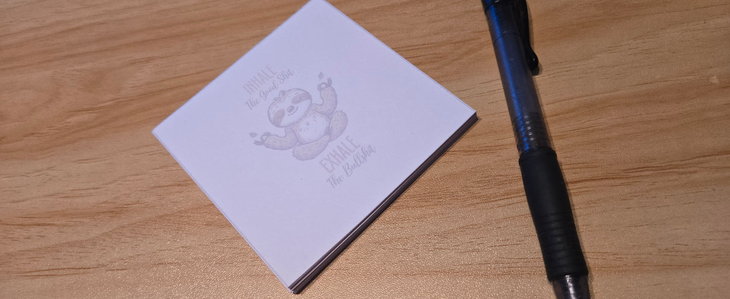 Sloth Meditation Sticky Note Pad – Funny Mindful Notepad (3.3” / 50 Sheets)