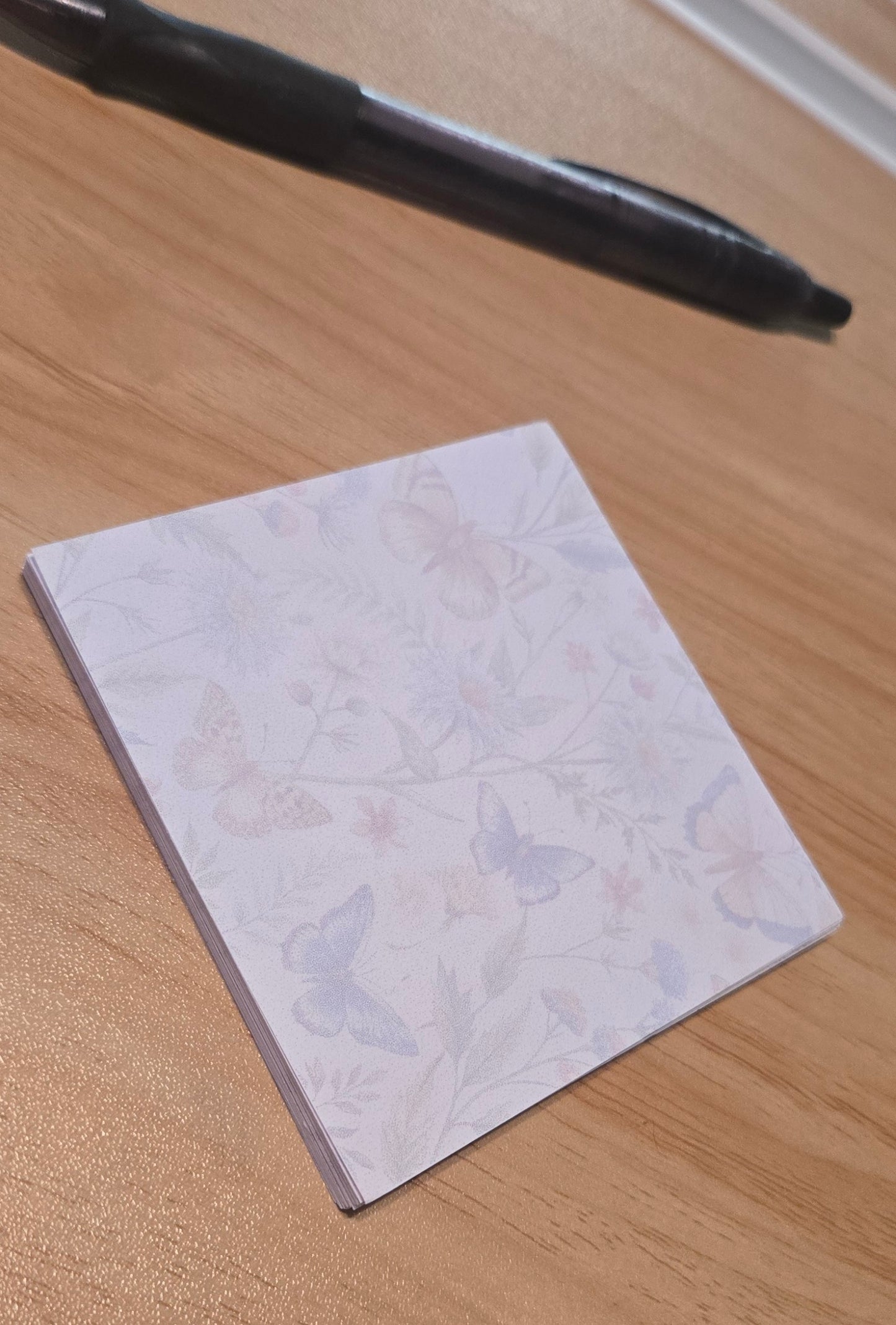Handmade Butterfly Sticky Notes – 3.3” Floral Pastel Notepad for Journaling, Office, or Gift