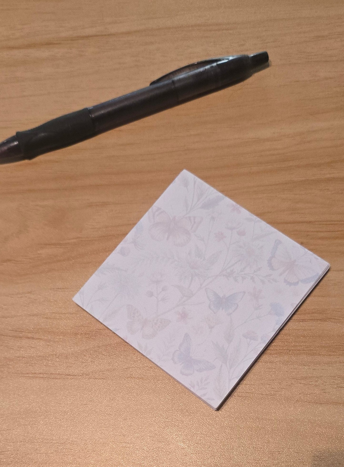 Handmade Butterfly Sticky Notes – 3.3” Floral Pastel Notepad for Journaling, Office, or Gift