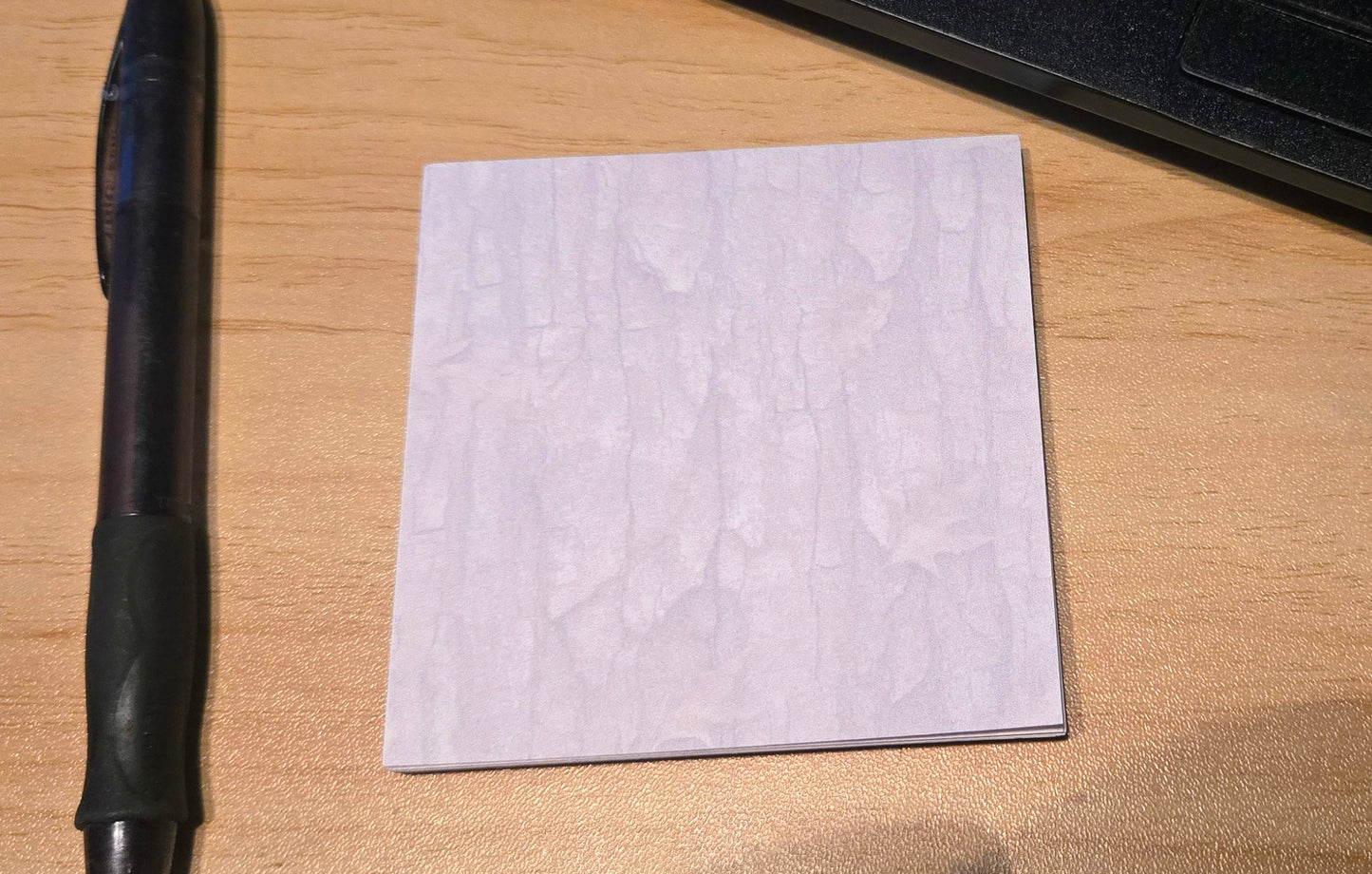 Handmade Bark Camo Sticky Notes – 3.3” Woodland Pattern Notepad for Hunters, Outdoorsmen & Rustic Office Decor