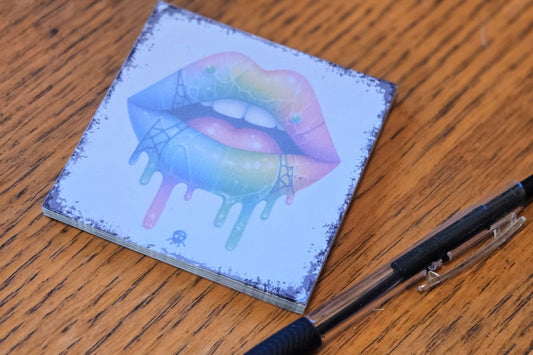 Rainbow Drip Lips Sticky Note Pad – Colorful Aesthetic Notepad for Fun & Creative Writing