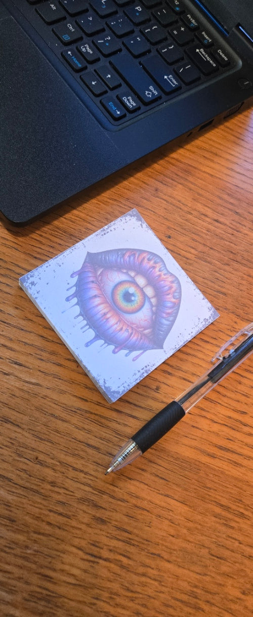 Surreal Eye Lips Sticky Note Pad – Trippy, Edgy Stationery